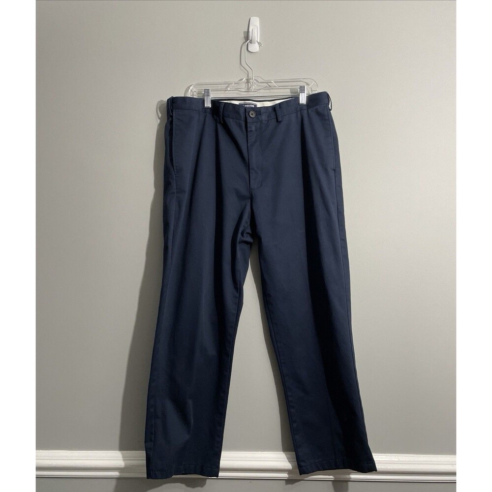 Lands’ End Men’s Blue Cotton Straight Leg Pants Sz 38 Casual Work Trousers